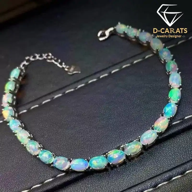 Durable Tennis Bracelet Natural Opal Silver | D-Carats