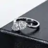 Heart shaped <br> engagement ring. 11 Elegant sterling silver two heart moissanite stones engagement ring | D-Carats.