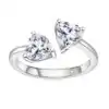 Heart shaped <br> engagement ring. 15 Expensive looking sterling silver two heart moissanite stones engagement ring | D-Carats.