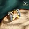 Boucles d'oreilles de luxe à double métal en argent massif avec diamant moissanite | D-Carats.