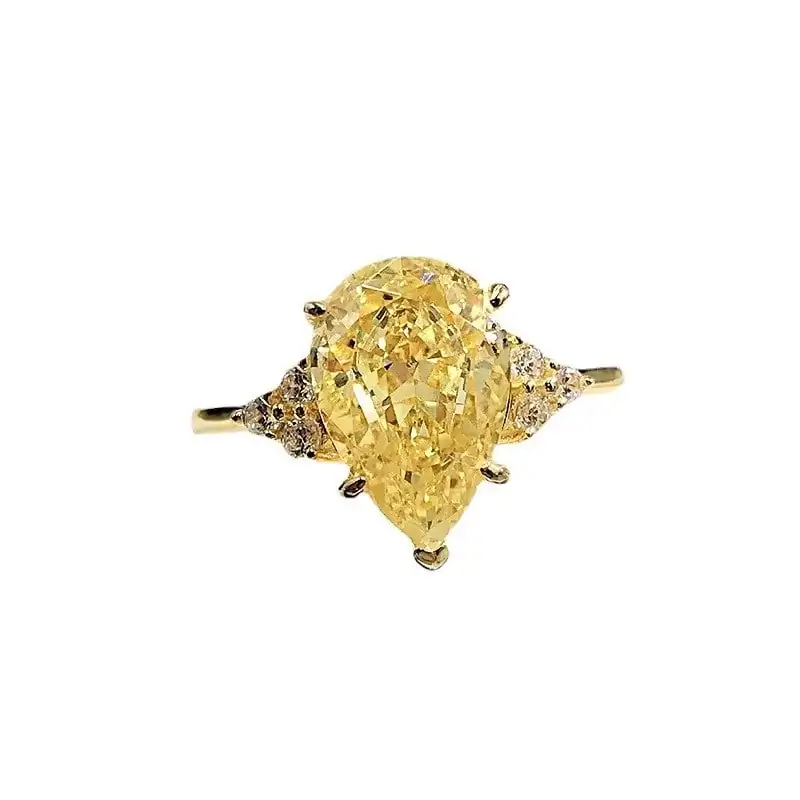 Pear cut engagement ring <br> yellow citrine silver. 8 Affordable Yellow Citrine Engagement Ring | D-Carats
