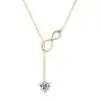 Infinity-Lariat-Anhänger in Gold. 16 Gelb vergoldete Silber-Moissanit-Lariatschlinge mit Unendlichkeitsdesign | D-Carats.
