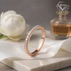 High-quaity half eternity engagement moissanite diamond in sterling silver | D-Carats.
