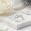 Unique marquise cut engagemet ring with sparkling moissanite in sterling silver | D-Carats.